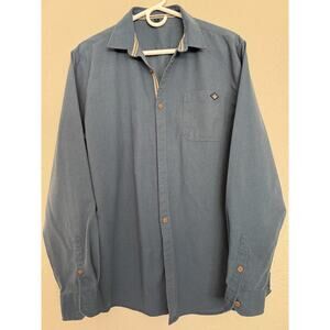 Aiopeson Long Sleeve Shirt Mens Size Large Blue Button Up Front Pocket New